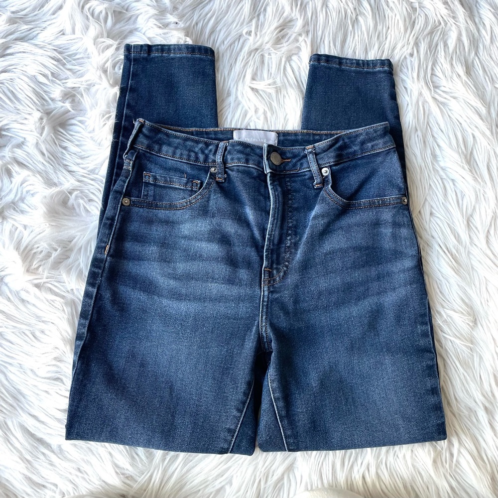 EVERLANE The Curvy High Rise Skinny Jeans Crop Dark Wash 28